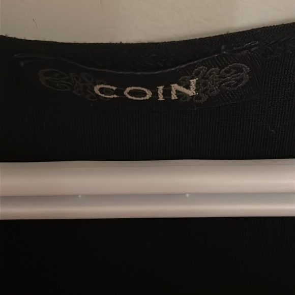 Coin Black Sleeveless Top with silver shoulder details, size M - Picture 3 of 7